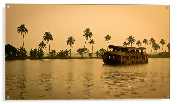 Kettuvallom, the Houseboat Acrylic by Mohit Joshi