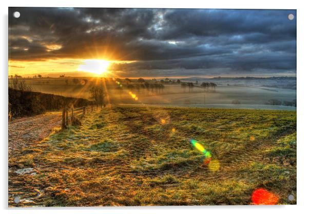 Misty Morning Sunrise Acrylic by Dave Bell