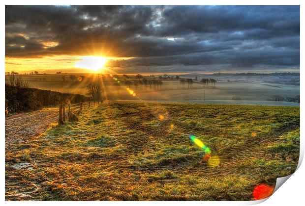 Misty Morning Sunrise Print by Dave Bell