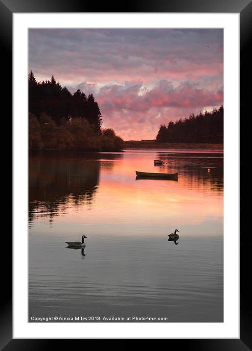 Sunset over the lake Framed Mounted Print by Alexia Miles