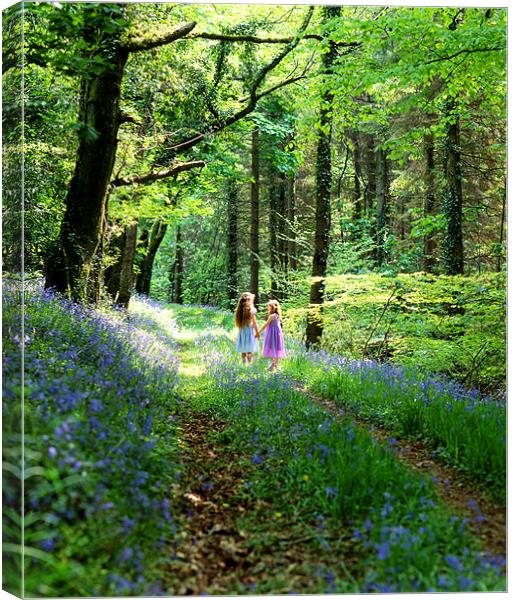 Children in Bluebell Woods Canvas Print by Maggie McCall