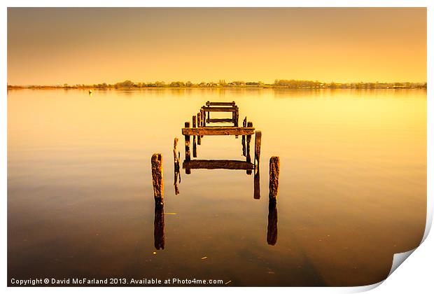 Old jetty at Oxford Island nature reserve in North Print by David McFarland