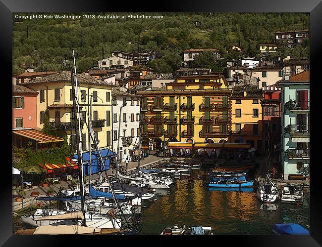 Malcesine Harbour Framed Print by Rob Washington