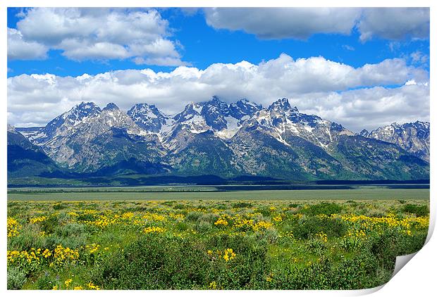 Mighty Grand Tetons, Wyoming Print by Claudio Del Luongo