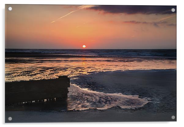 Amroth Beach Sunrise Acrylic by Simon West