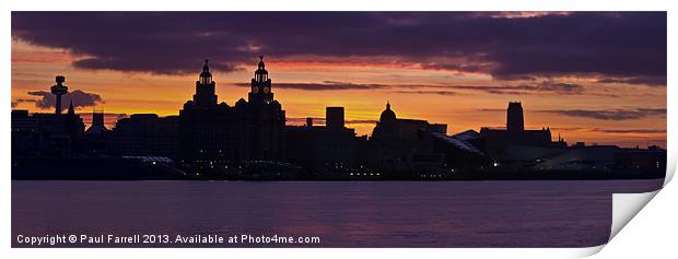 Liverpool skyline sunrise Print by Paul Farrell Photography