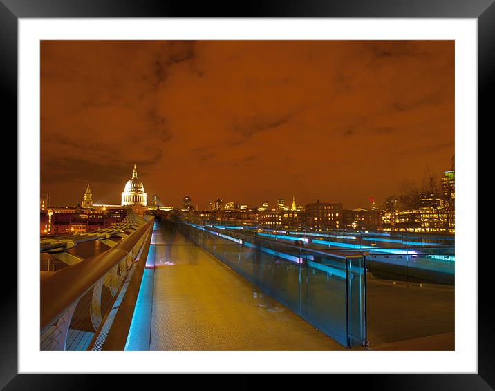 Millennium Bridge Night Fall Framed Mounted Print by Clive Eariss
