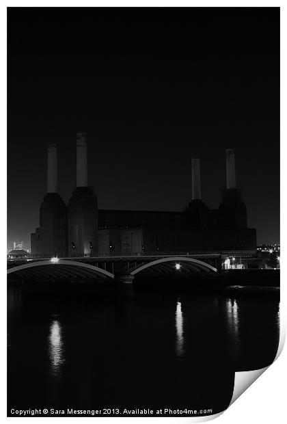 Battersea in black and white Print by Sara Messenger