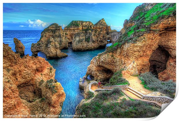 Grottos at Ponta Piedade Lagos Algarve Print by Wight Landscapes