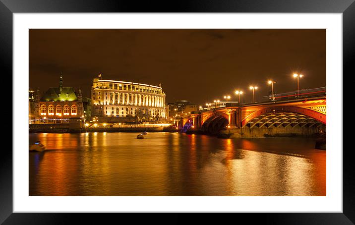 Blackfriers Bridge london Night fall Framed Mounted Print by Clive Eariss
