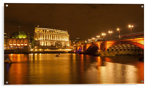 Blackfriers Bridge london Night fall Acrylic by Clive Eariss
