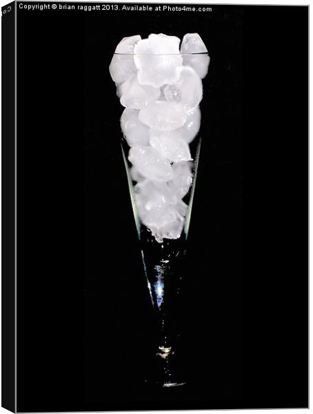 Icecubes in Wine Glass on Black Canvas Print by Brian  Raggatt