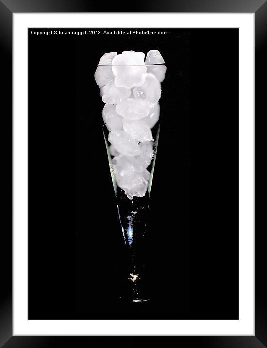 Icecubes in Wine Glass on Black Framed Mounted Print by Brian  Raggatt