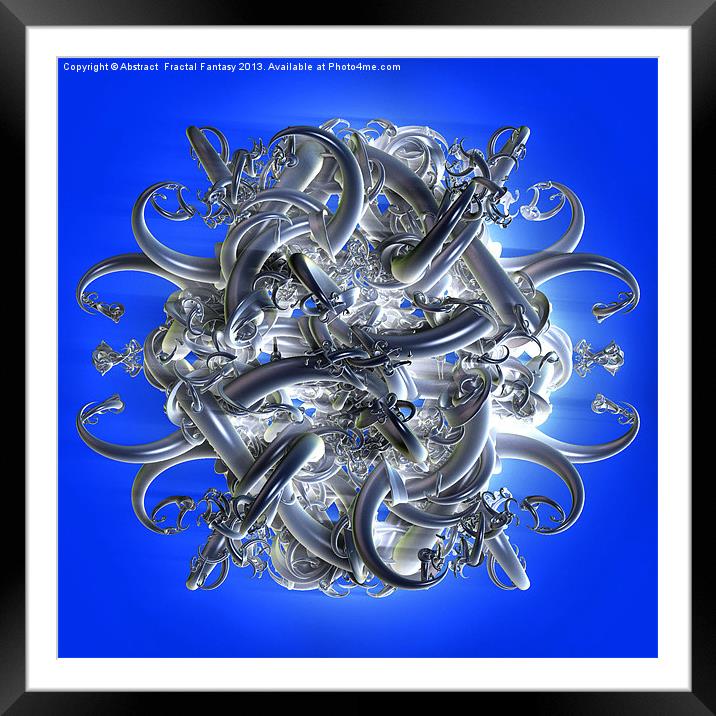 Horned circle blue Framed Mounted Print by Abstract  Fractal Fantasy