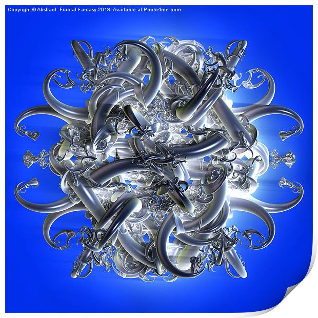 Horned circle blue Print by Abstract  Fractal Fantasy