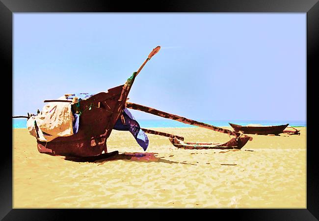 Catamarans beached in Tropics Framed Print by Arfabita  