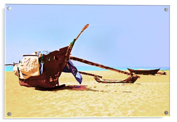 Catamarans beached in Tropics Acrylic by Arfabita  