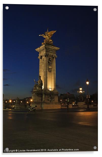 Pont Alexandre III at night, Paris, France Acrylic by Louise Heusinkveld