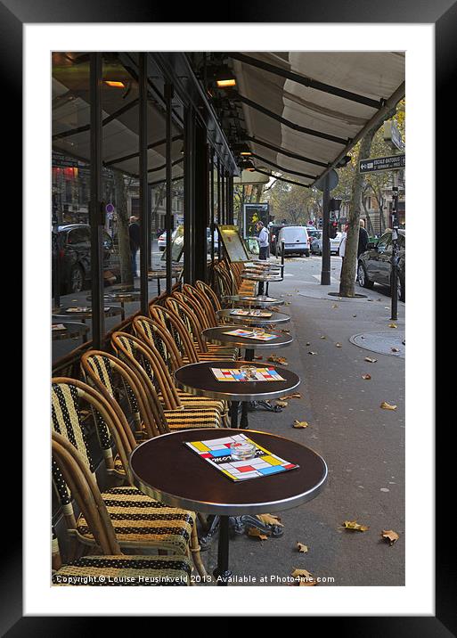 Tables outside a Paris bistro Framed Mounted Print by Louise Heusinkveld