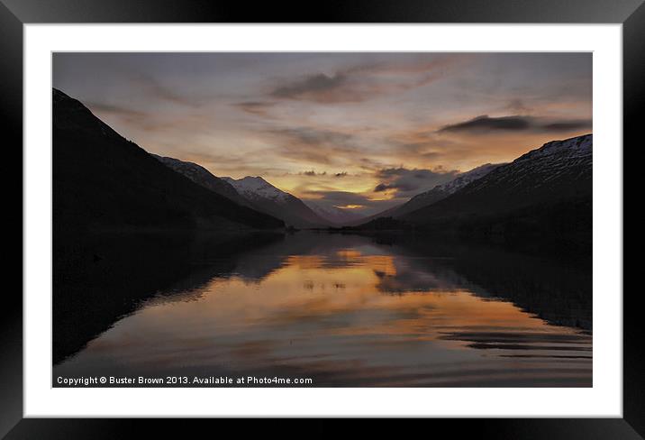 Sunset over loch Doine Framed Mounted Print by Buster Brown