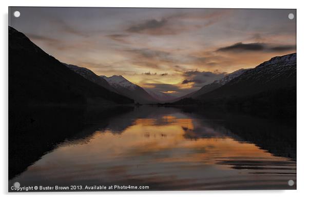 Sunset over loch Doine Acrylic by Buster Brown