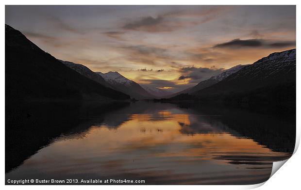 Sunset over loch Doine Print by Buster Brown