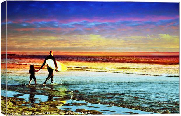 Surfing Croyde Canvas Print by Alexia Miles