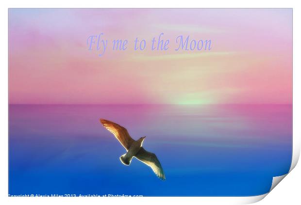 Fly me to the moon Print by Alexia Miles