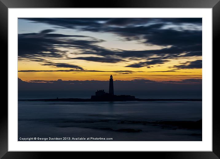 St. Marys Lighthouse at Dawn Framed Mounted Print by George Davidson