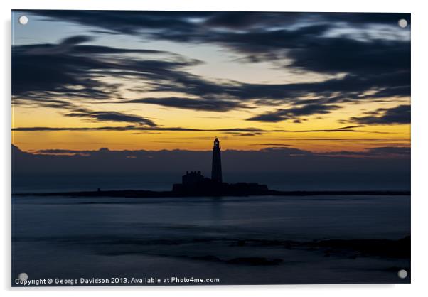St. Marys Lighthouse at Dawn Acrylic by George Davidson