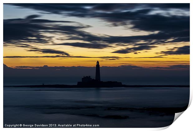 St. Marys Lighthouse at Dawn Print by George Davidson