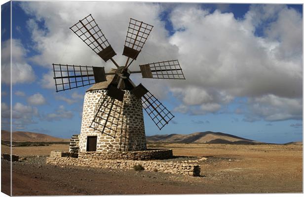 Tefia windmill : Fuerteventura  Canvas Print by colin hollywood