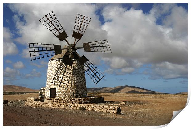 Tefia windmill : Fuerteventura  Print by colin hollywood