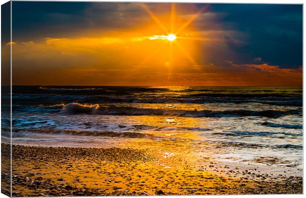 Gold sunlight sunbeams at sunset Canvas Print by Michael Goyberg