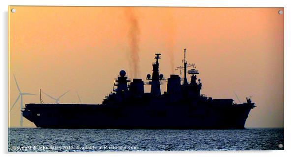 HMS Illustrious Silhouette Acrylic by John Wain