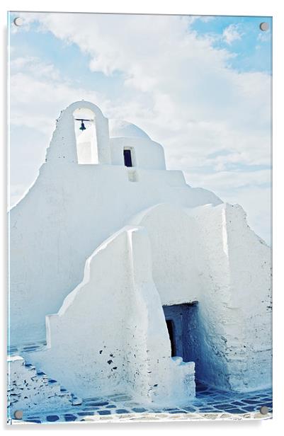 Mykonos Church Acrylic by Michael Marker