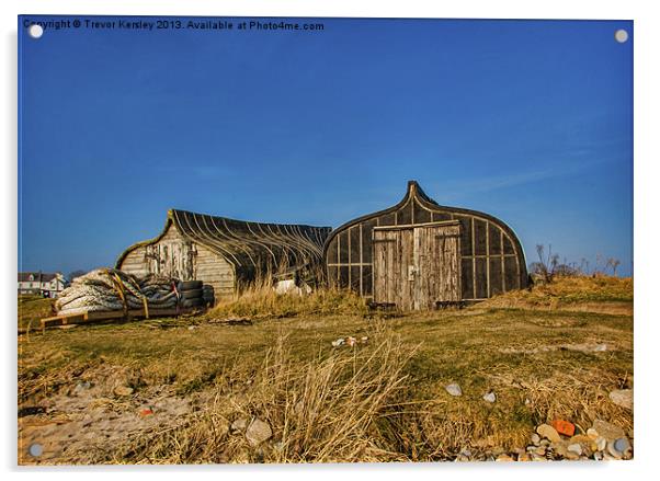 Fishermans Huts Acrylic by Trevor Kersley RIP