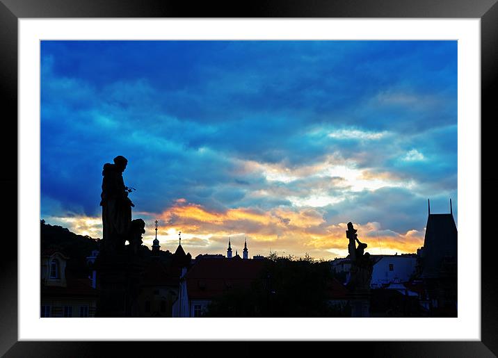 Prague sunset Framed Mounted Print by Michael Marker