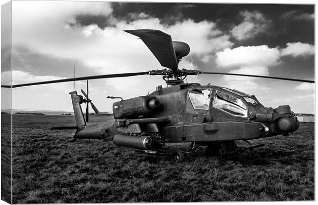 Black and White AH64 Apache Canvas Print by Oxon Images