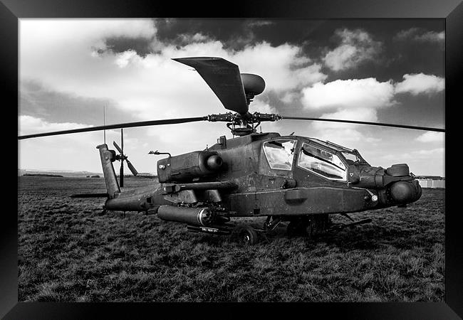 Black and White AH64 Apache Framed Print by Oxon Images