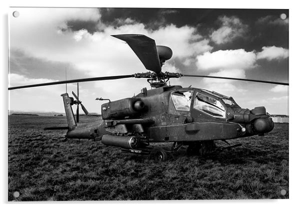 Black and White AH64 Apache Acrylic by Oxon Images