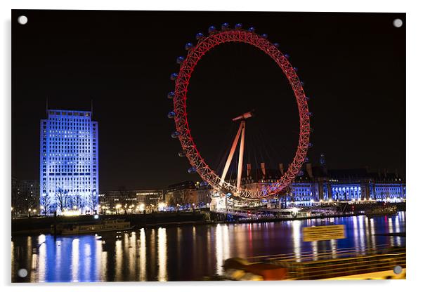 London eye at night Acrylic by Dean Messenger