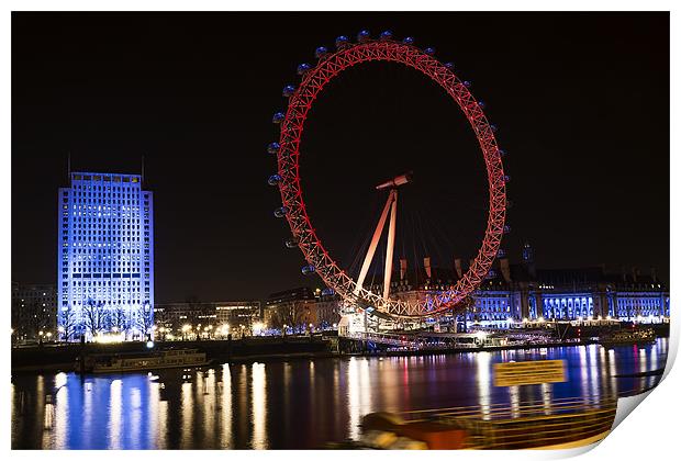 London eye at night Print by Dean Messenger