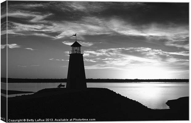 Lighthouse in Black and White Canvas Print by Betty LaRue