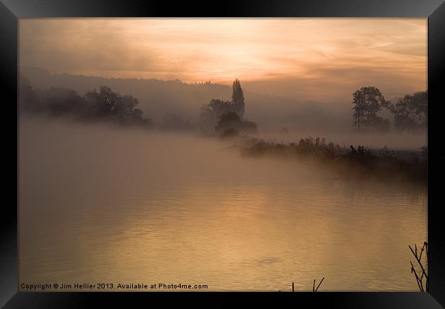 Morning mist Thames at Mapledurham Framed Print by Jim Hellier