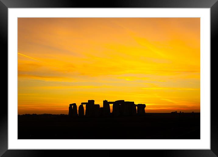 Stonehenge Sunset Framed Mounted Print by Oxon Images