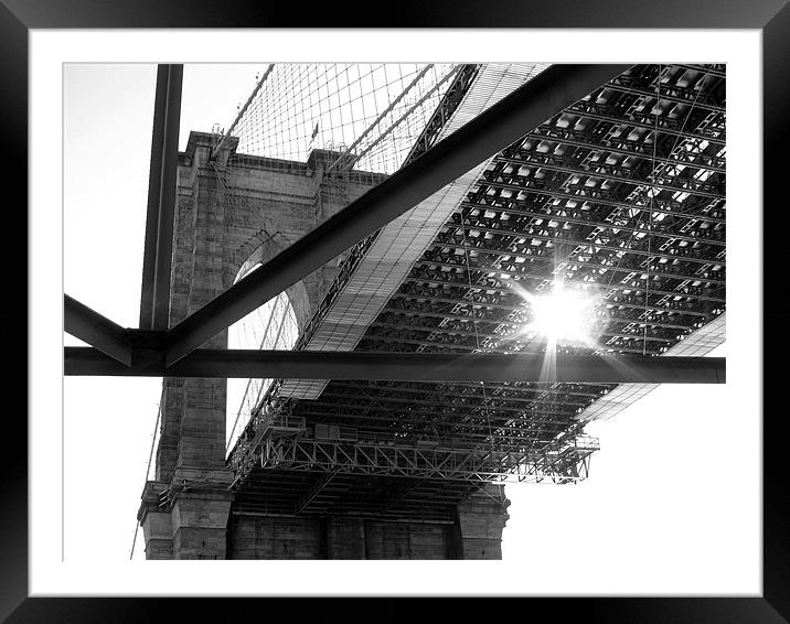 Brooklyn Bridge Peekaboo Framed Mounted Print by Jutta Klassen