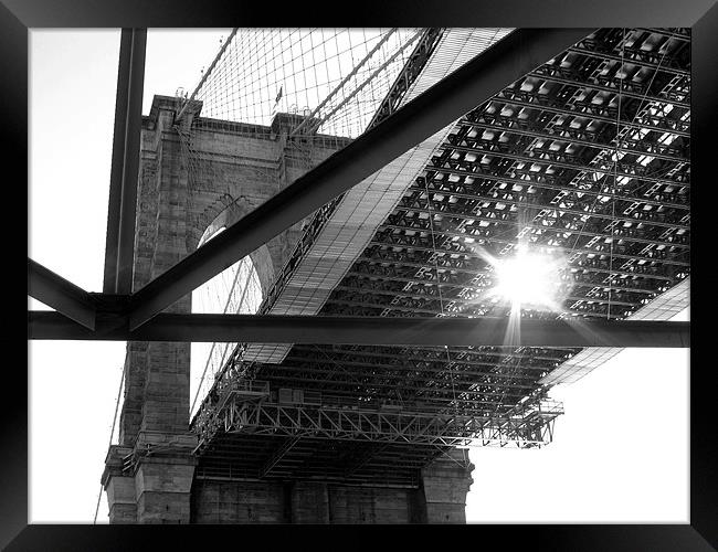 Brooklyn Bridge Peekaboo Framed Print by Jutta Klassen