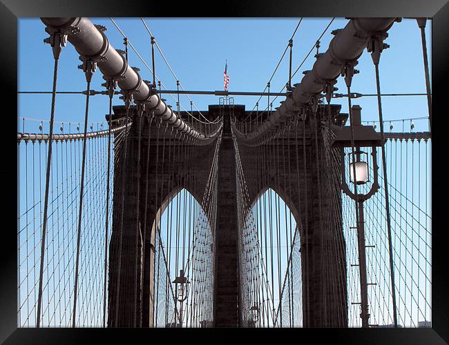 Brooklyn Bridge - held together by steel Framed Print by Jutta Klassen
