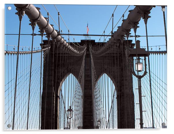 Brooklyn Bridge - held together by steel Acrylic by Jutta Klassen
